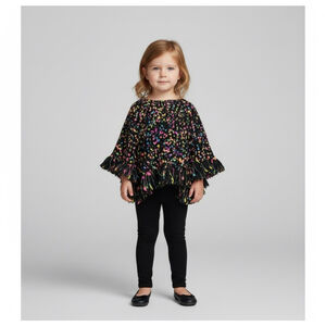 Betsey Johnson RARE Black On the Bright Side Toddler Girl's Fall Winter Poncho